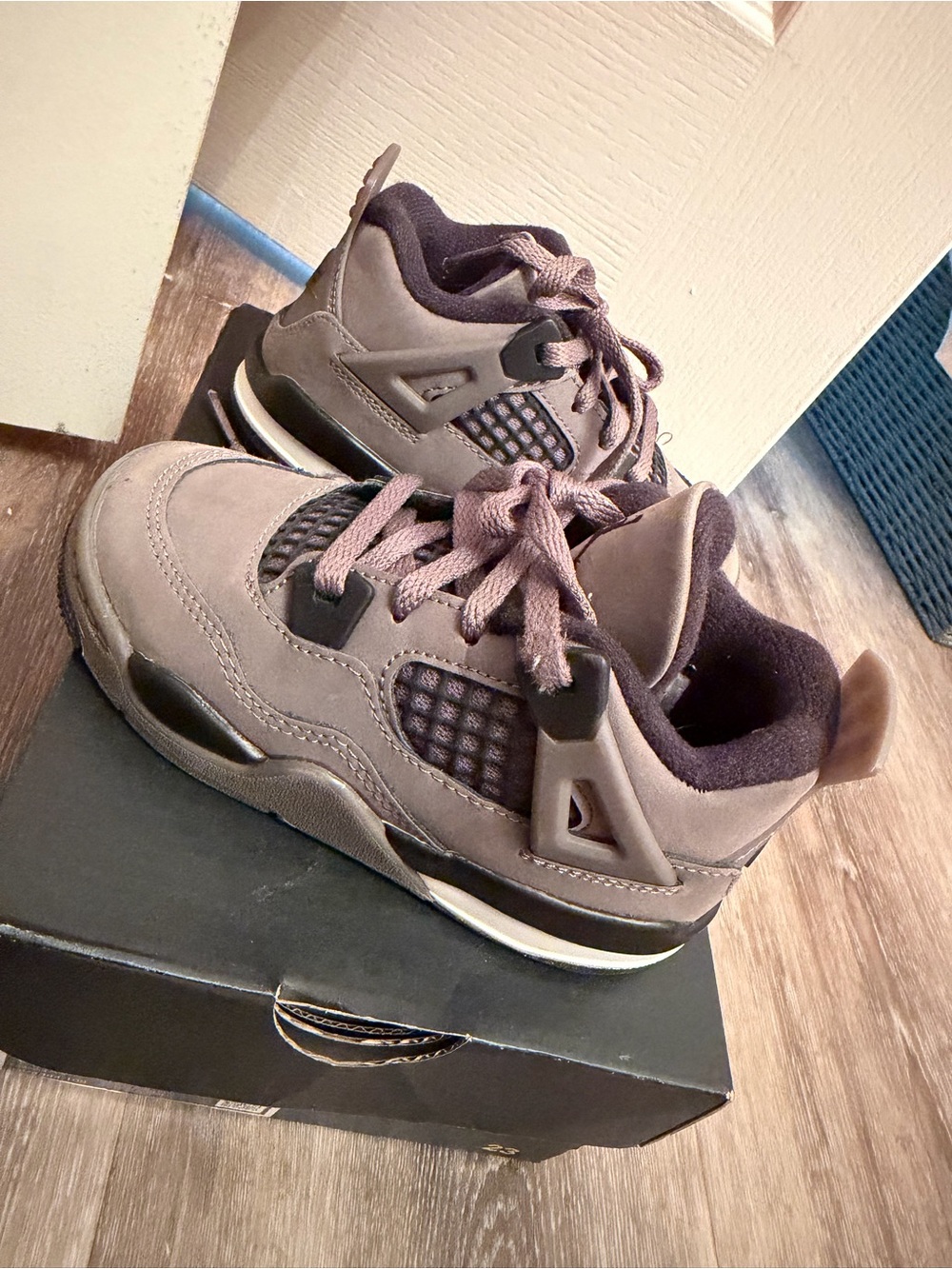 Jordan Kids Taupe/Black Lace-Up Sneakers